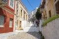 Tourists Going Up and Down on the Steps of Kali Strata on Symi, Greece