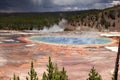 Tourists at Grand Prismatic Spring Royalty Free Stock Photo