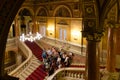 Tourists on a guided tour in the Hungarian State Opera house, Budapest Royalty Free Stock Photo