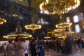 Tourists in the Hagia Sophia (Ayasofya) interior Royalty Free Stock Photo