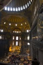 Tourists in the Hagia Sophia (Ayasofya) interior Royalty Free Stock Photo