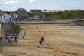 Tourists having fun in Eyemouth in Scotland, UK.07.08.2015