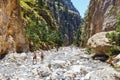 Tourists hike in Samaria Gorge in central Crete, Greece Royalty Free Stock Photo