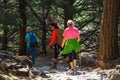 Tourists hike in Samaria Gorge in central Crete, Greece