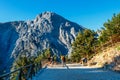 Tourists hike in Samaria Gorge in central Crete, Greece. The national park is a UNESCO Biosph