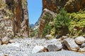 Tourists hike in Samaria Gorge in central Crete, Greece. The national park is a UNESCO Biosph