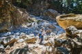 Tourists hike in Samaria Gorge