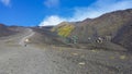 Tourists hiking on Etna mountain