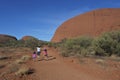 Family hiking at Kata Tjuta Olgas in Uluru-Kata Tjuta National Park Landscape view of Uluru-Kata Tjuta National Park Northern Royalty Free Stock Photo