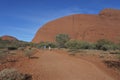 Tourists hiking at Kata Tjuta Olgas in Uluru-Kata Tjuta National Park Landscape view of Uluru-Kata Tjuta National Park Northern Royalty Free Stock Photo