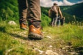 Tourists Hiking in Mountains, Generative AI