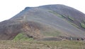 Tourists hiking near the new volcano at Fagradalsfjall, Iceland