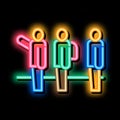 tourists hiking neon glow icon illustration