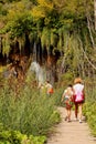 Tourists hiking at Plitvice Lakes National Park Royalty Free Stock Photo