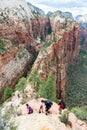 Tourists Hiking in Zion National Park Royalty Free Stock Photo