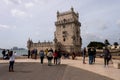 Tourists at the historic 16th-century Belem Tower