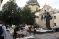 Tourists on the historical flea market