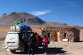 Tourists at Hito Cajon. Border between Chile and Bolivia. Andes Royalty Free Stock Photo