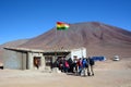 Tourists at Hito Cajon. Border between Chile and Bolivia. Andes Royalty Free Stock Photo