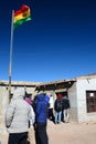 Tourists at Hito Cajon. Border between Chile and Bolivia. Andes Royalty Free Stock Photo