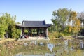 Tourists on holiday by the winter lotus pond, adobe rgb