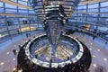 Inside the Reichstag dome in Berlin at dusk Royalty Free Stock Photo