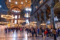 Tourists inside Hagia Sophia in Istanbul, Turkey