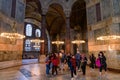 Tourists inside Hagia Sophia in Istanbul, Turkey