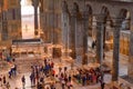 Tourists inside Hagia Sophia in Istanbul, Turkey