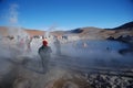 Tourists inside hot springs