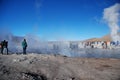 Tourists inside hot springs