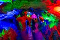 Tourists inside the stunning Huanglong Yellow Dragon Cave