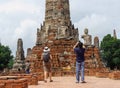 Tourists interested in historic ancient remains