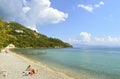 Ipsos Beach in Corfu tourists Royalty Free Stock Photo
