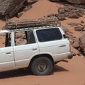 Tourists jeep driving in the Sahara