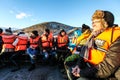 Tourists at Jokulsarlon lagoon, Iceland