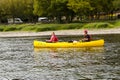 Tourists kayaking river Dordogne France.