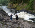 Tourists at the Kivach Falls, Karelia