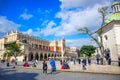 Tourists at Krakow Cloth Hall located in center of town square in the Krakow, Poland Royalty Free Stock Photo