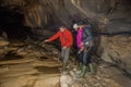 Tourists in the Krizna cave in Slovenia Royalty Free Stock Photo