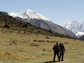 Tourists in Langtang Trekking Royalty Free Stock Photo