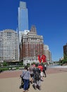 Tourists line up to be photographed with Philadelphia`s pop art Love sculpture