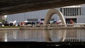 Tourists line up to queue and enter the museum of the Hiroshima peace park in Japan.