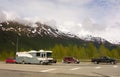 Vehicles waiting to access a tunnel in alaska