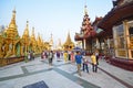 Tourists and local Devotees in Shwedagon Pagoda