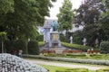 Tourists and local people relaxing in Square of Petit Sablon park