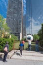 Tourists and local resident taking photo with Giant Eyeball in downtown Dallas, Texas Royalty Free Stock Photo