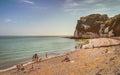 Tourists and locals enjoy the shingle beach at St Margarets Bay Royalty Free Stock Photo