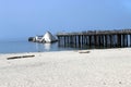 Tourists and locals enjoy the walk on the historic wooden pier at Seacliff State Beach.