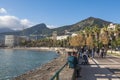 Tourists and locals having a stroll along Lungomare Trieste